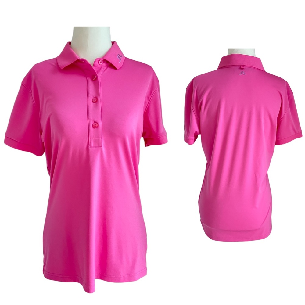 J. Lindeberg Tour Tech TX Golf Jersey Polo Tee Shirt Pink Large
